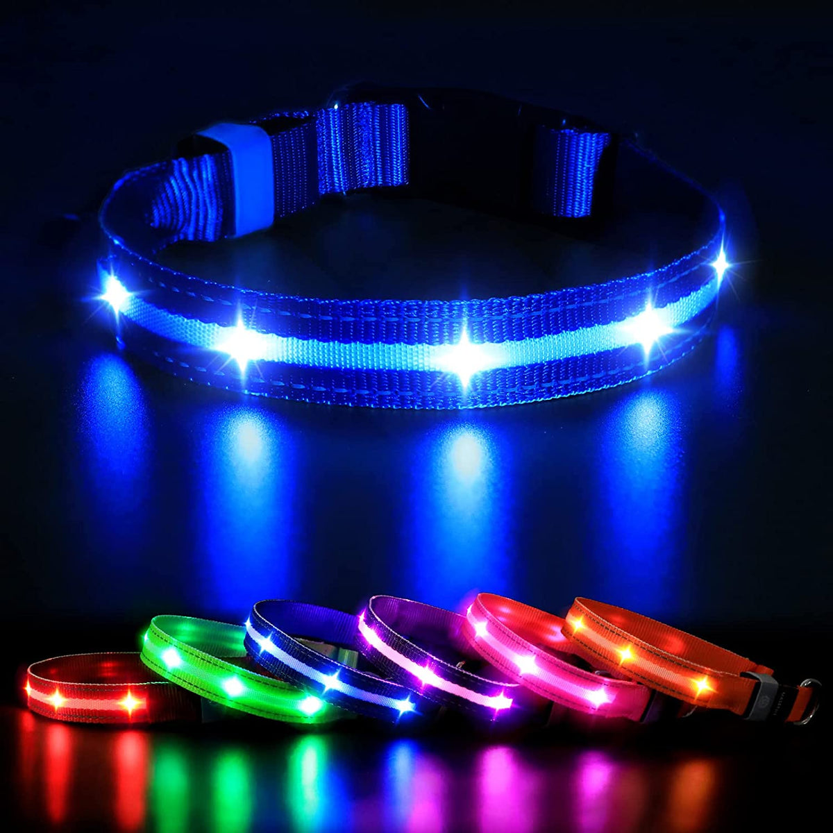 Rechargeable Water-Resistant LED Dog Collar for Nighttime Visibility
