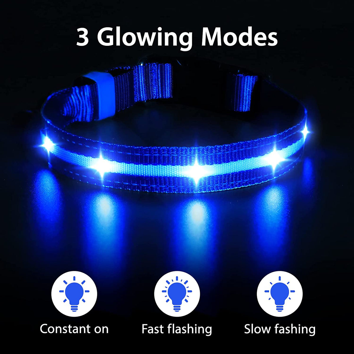 Rechargeable Water-Resistant LED Dog Collar for Nighttime Visibility