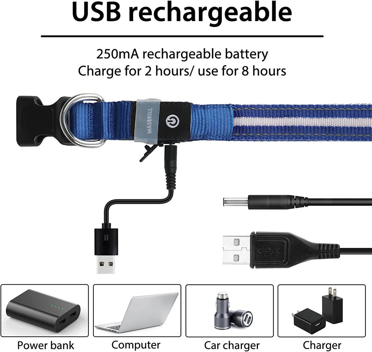 Rechargeable Water-Resistant LED Dog Collar for Nighttime Visibility